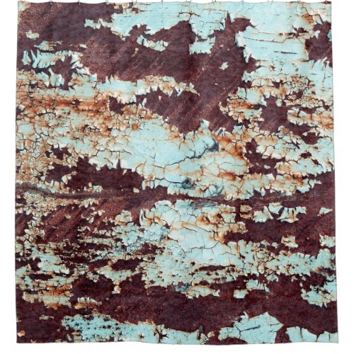 Rusty Iron Blue Peeling Texture Shower Curtain