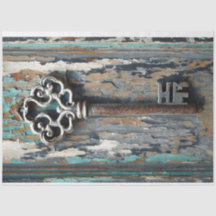Rusty Key 1 with Beautiful Patina Tissue Paper