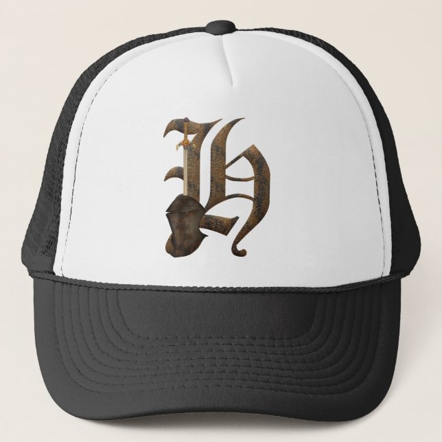 Rusty Knight Initial H Trucker Hat (Front)
