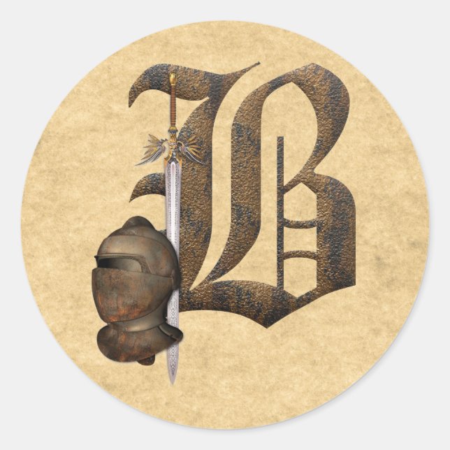 Rusty Knights Initial B Classic Round Sticker (Front)