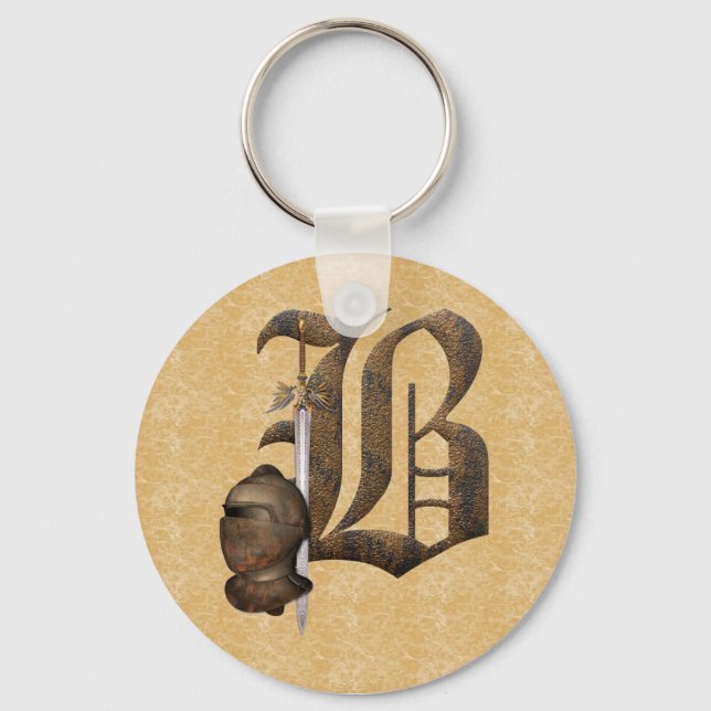 Rusty Knights Initial B Keychain (Front)