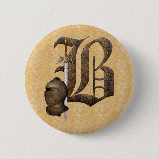 Rusty Knights Initial B Pinback Button (Front)