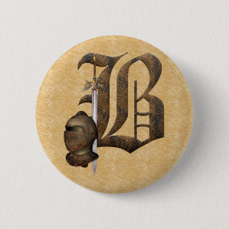 Rusty Knights Initial B Pinback Button