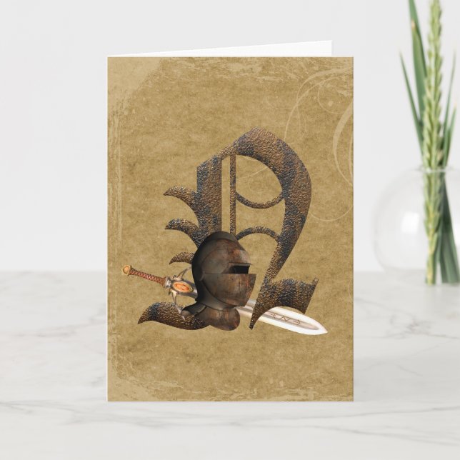 Rusty Knights Initial N Note Card (Front)