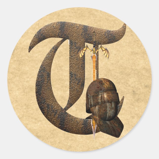 Rusty Knights Initial T Classic Round Sticker (Front)