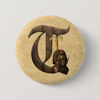 Rusty Knights Initial T Pinback Button