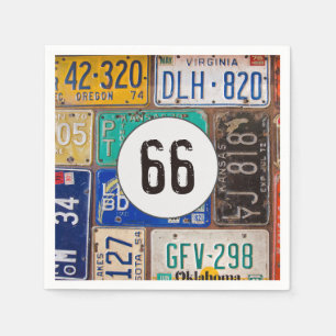 Rusty License Plate 66th Birthday Napkins