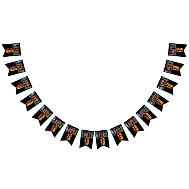 rusty license plate 75th birthday bunting flags (All)