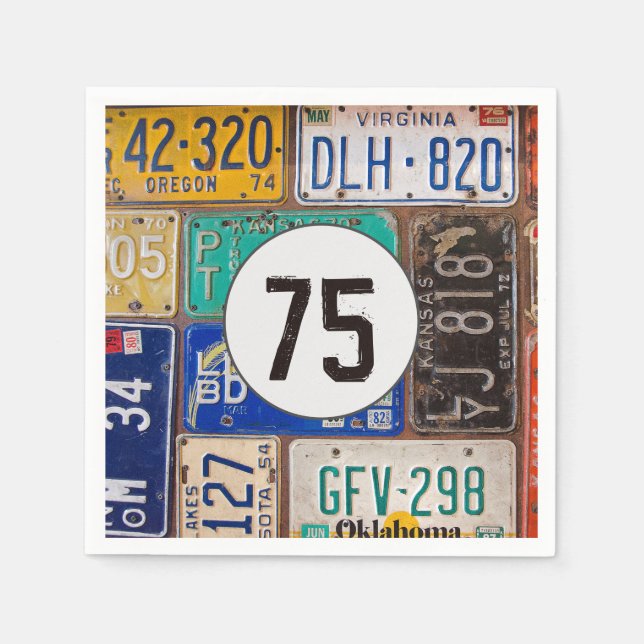 Rusty License Plate 75th Birthday Napkins (Front)