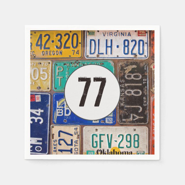 Rusty License Plate 77th Birthday Napkins (Front)