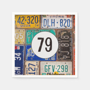 Rusty License Plate 79th Birthday Napkins