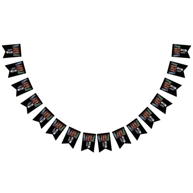 rusty license plate 80th birthday bunting flags (All)