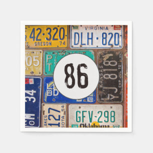 Rusty License Plate 86th Birthday Napkins