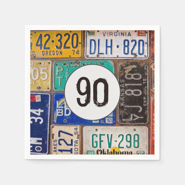 Rusty License Plate 90th Birthday  Napkins (Front)