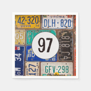 Rusty License Plate 97th Birthday Napkins