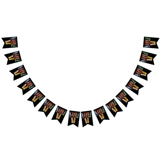 rusty license plate collection 65th birthday bunting flags (All)