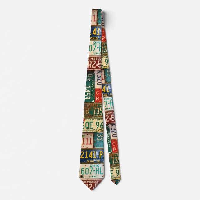 Rusty License Plate Collection Neck Tie (Front)