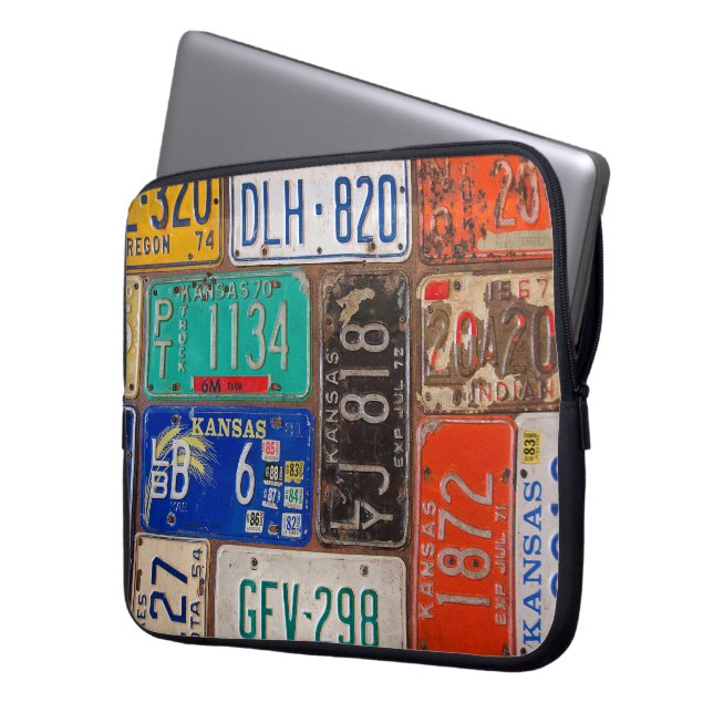 Rusty License Plates Collection Laptop Sleeve (Front Left)