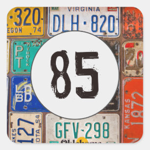Rusty License Plates for 85th Birthday Square Sticker