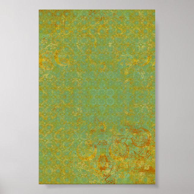 Rusty LIme Green Pattern Background Poster (Front)