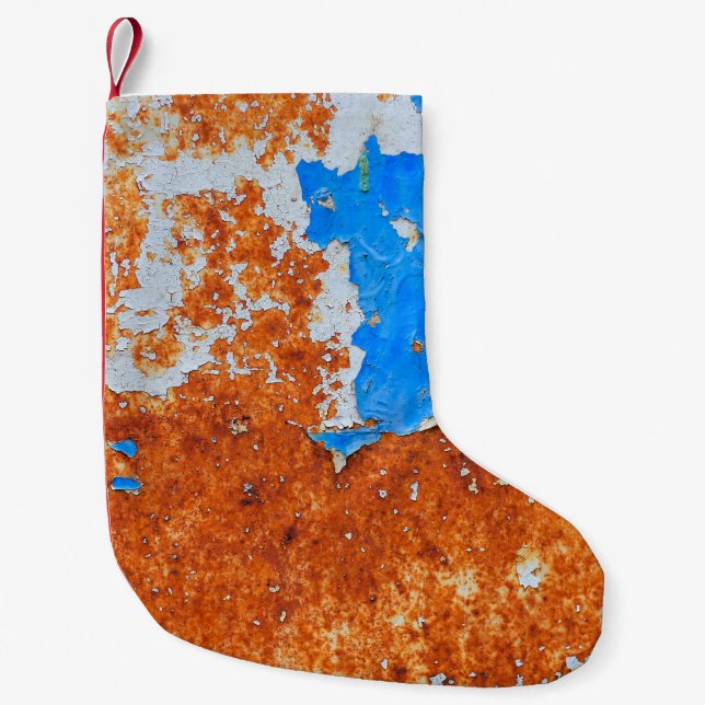 Rusty Metal: Grunge Textures Pattern Small Christmas Stocking (Front)