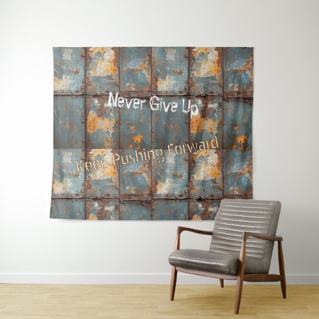 Rusty Metal Industrial 2 Text Tapestry (In Situ (Horizontal))