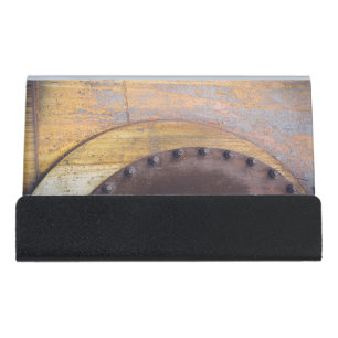 Rusty metal object desk business card holder