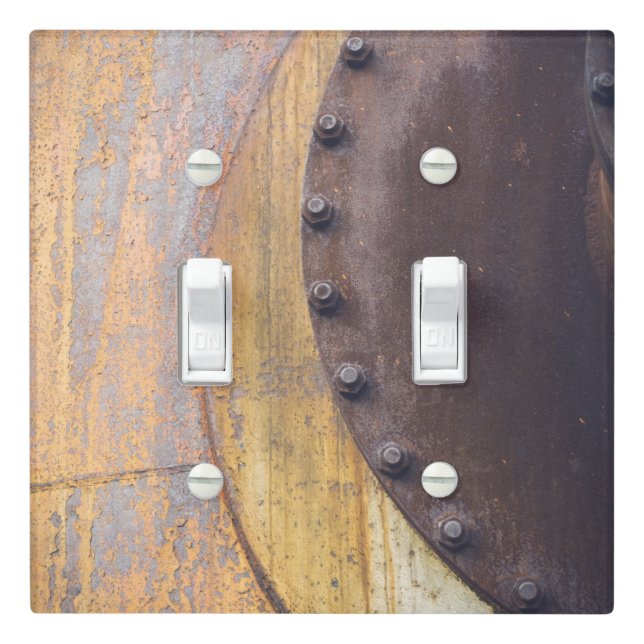 Rusty metal object light switch cover (In Situ)