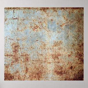 Rusty metal panel, textured background poster