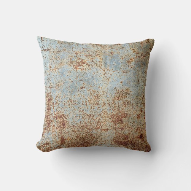 Rusty metal panel, textured background throw pillow (Front)