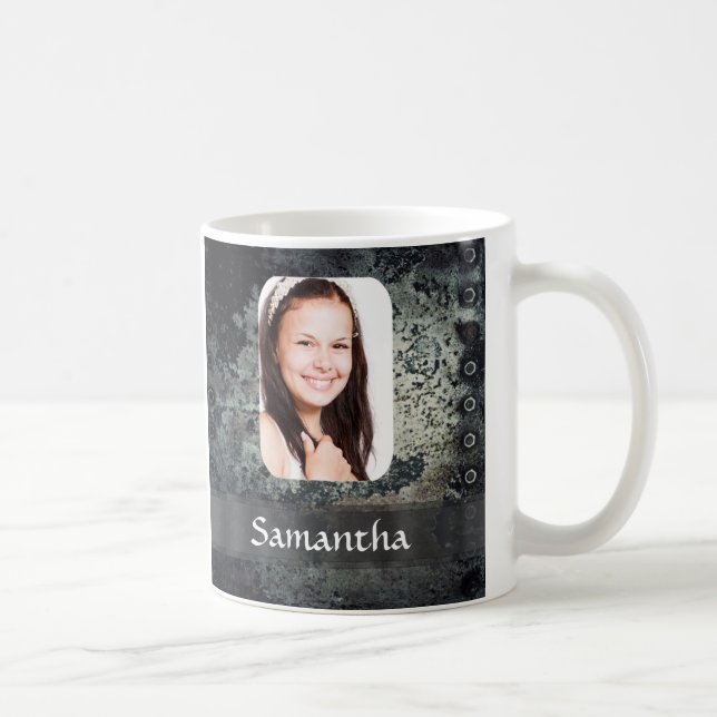 Rusty metal personalized photo template coffee mug (Right)