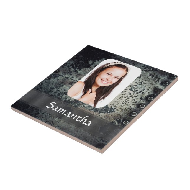 Rusty metal photo template ceramic tile (Side)