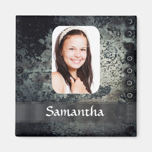 Rusty metal photo template magnet