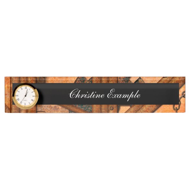 Rusty metal pipes desk name plate (Front)