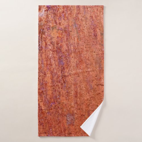 Rusty metal plate etched by corrosionabstract age bath towel