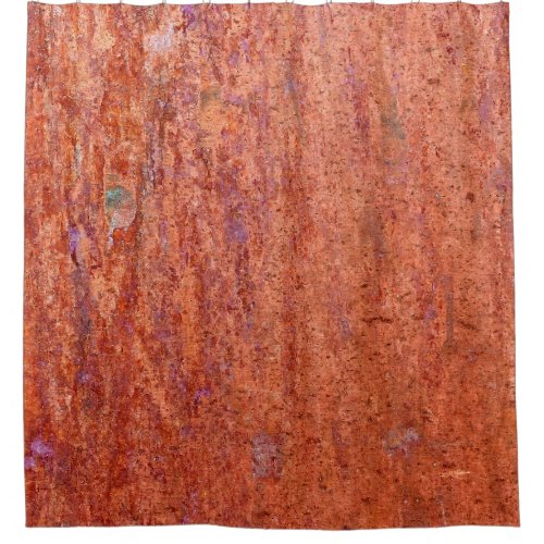 Rusty metal plate etched by corrosionabstract age shower curtain