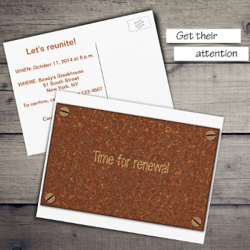 Rusty Metal Plate Reunion Postcard by colorwash at Zazzle
