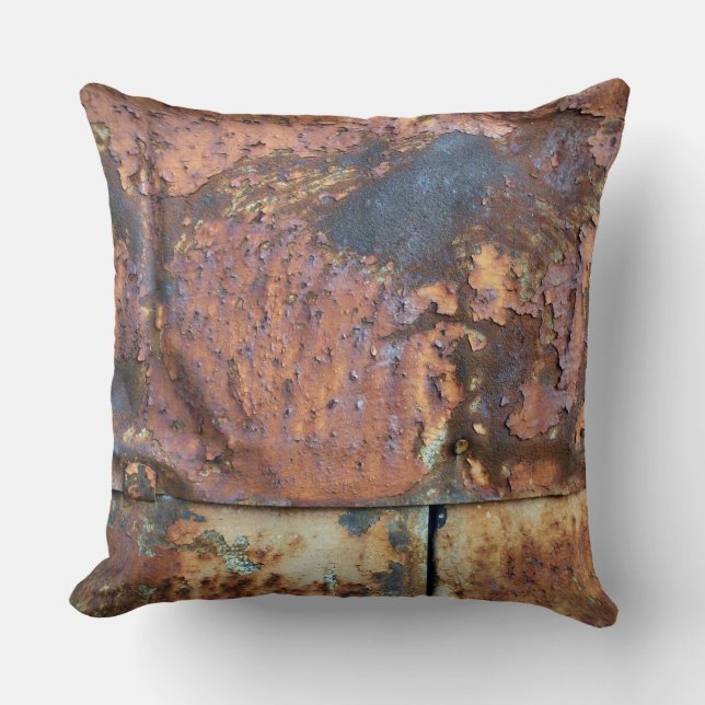 Rusty Metal Siding Old Industrial Building Throw Pillow (Front)