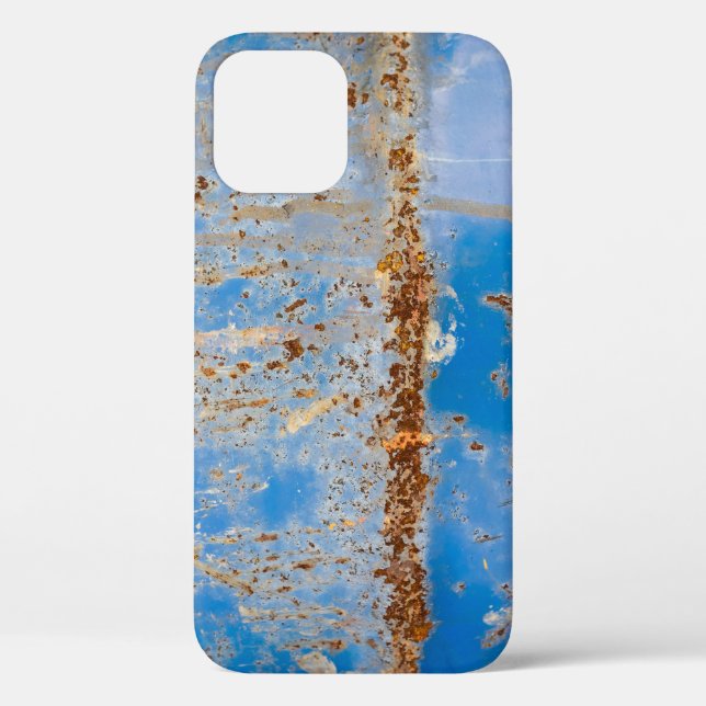Rusty metal texture, blue scratchy decor. Case-Mate iPhone case (Back)