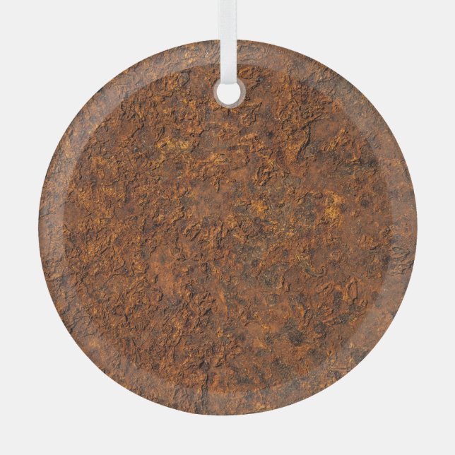 Rusty Metal: Textured Iron Aesthetics. Glass Ornament (Front)