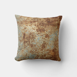 Rusty Metal: Textured Panel Background. Throw Pillow