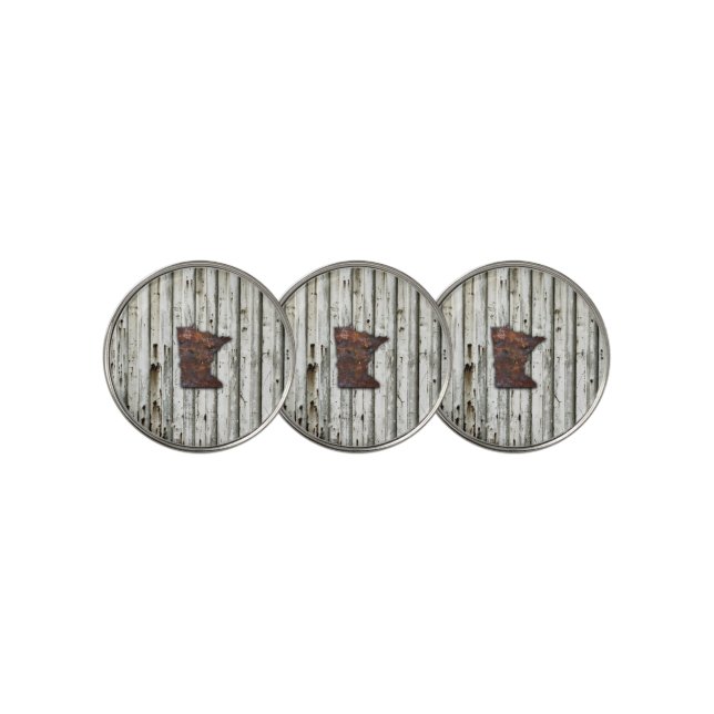 Rusty Minnesota Shape Golf Ball Marker (3 Up)