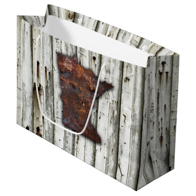 Rusty Minnesota Shape Large Gift Bag (Front Angled)