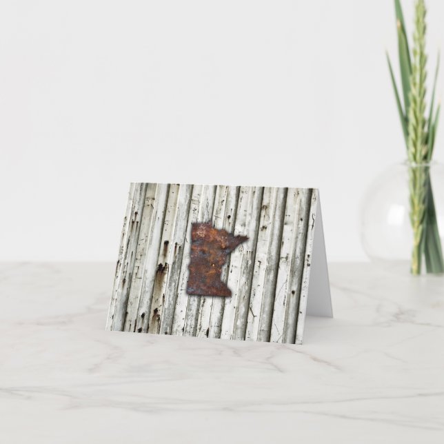 Rusty Minnesota Shape Letterpress Thank You Card (Front)