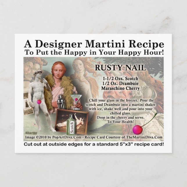 Rusty Nail Martini Recipe Postcard (Front)