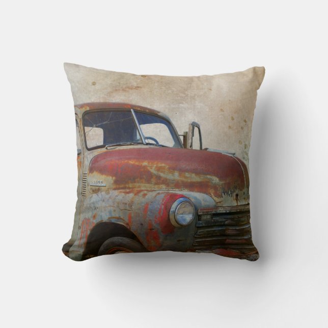 Rusty Old Antique Car Throw Pillow (Front)