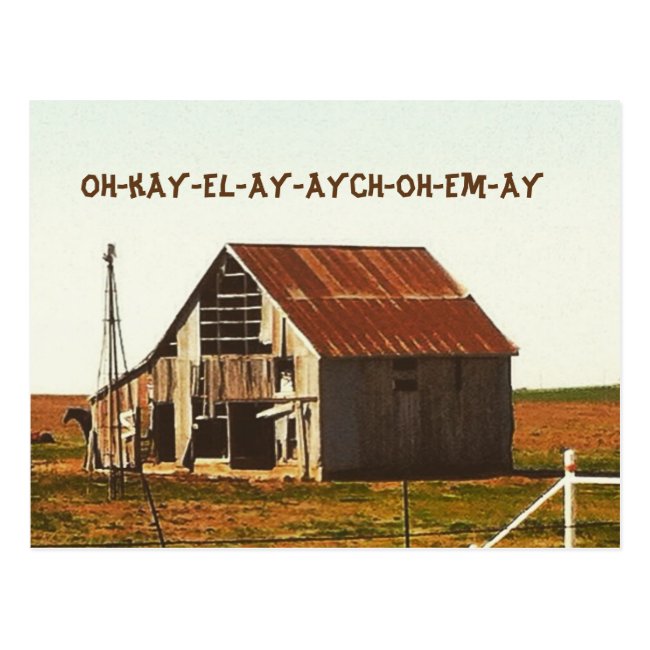 Rusty Old Barn in Oklahoma Postcard