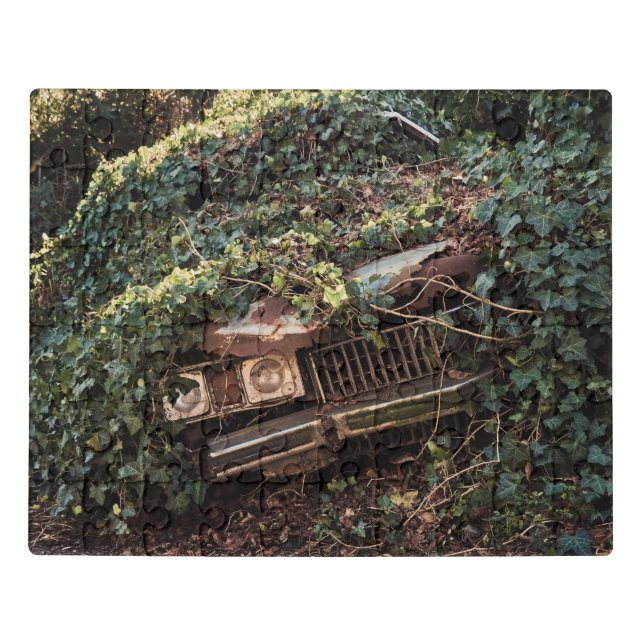 Rusty Old Car Covered in Ivy Jigsaw Puzzle (Puzzle Horizontal)