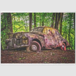 Rusty Old Car Vintage 20x30 Decoupage Tissue Paper