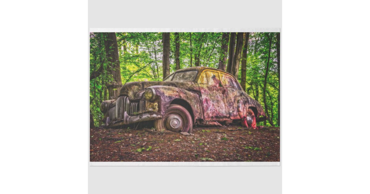 Rusty Old Car Vintage 20x30 Decoupage Tissue Paper | Zazzle